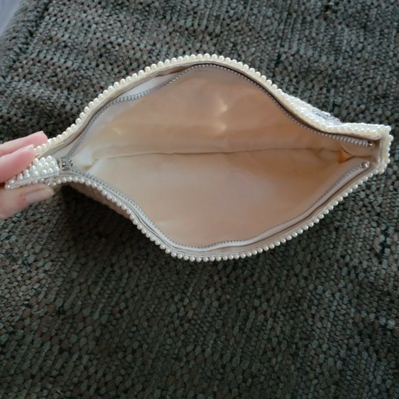Bags By Debbie Cream Clutch Purse Vintage Iridescent Sequin Grey Beading Wedding - Picture 8 of 12